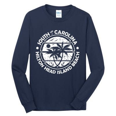 Hilton Head Island Beach South Carolina, Tropical Palm Trees, Ship Anchor Tall Long Sleeve T-Shirt