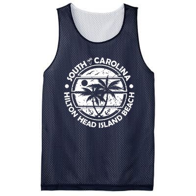 Hilton Head Island Beach South Carolina, Tropical Palm Trees, Ship Anchor Mesh Reversible Basketball Jersey Tank