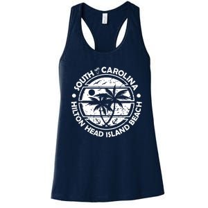 Hilton Head Island Beach South Carolina, Tropical Palm Trees, Ship Anchor Women's Racerback Tank