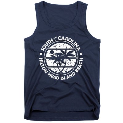 Hilton Head Island Beach South Carolina, Tropical Palm Trees, Ship Anchor Tank Top