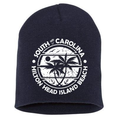 Hilton Head Island Beach South Carolina, Tropical Palm Trees, Ship Anchor Short Acrylic Beanie