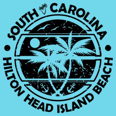 Hilton Head Island Beach South Carolina, Tropical Palm Trees, Ship Anchor T-Shirt