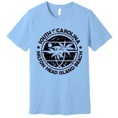 Hilton Head Island Beach South Carolina, Tropical Palm Trees, Ship Anchor Premium T-Shirt