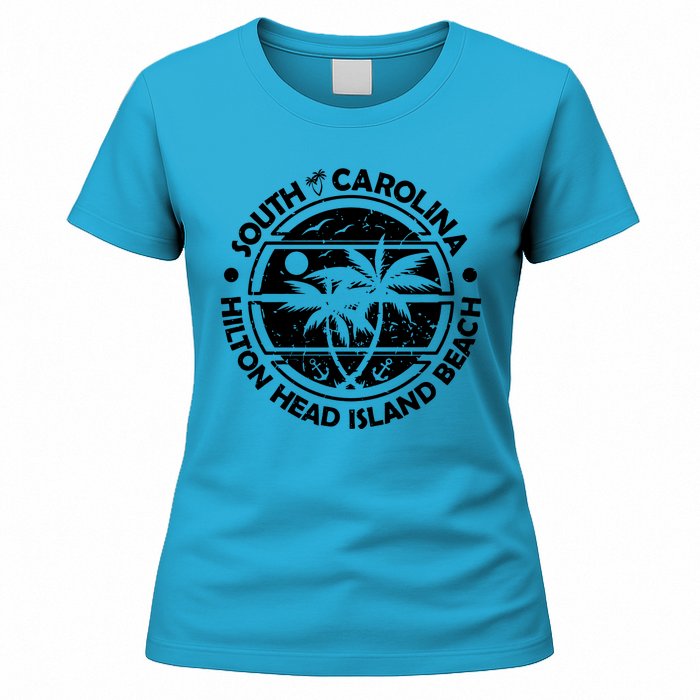 Hilton Head Island Beach South Carolina, Tropical Palm Trees, Ship Anchor Women's T-Shirt