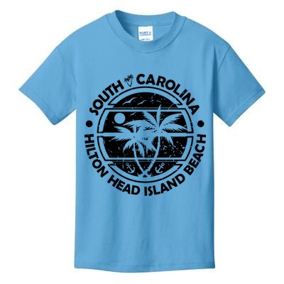 Hilton Head Island Beach South Carolina, Tropical Palm Trees, Ship Anchor Kids T-Shirt