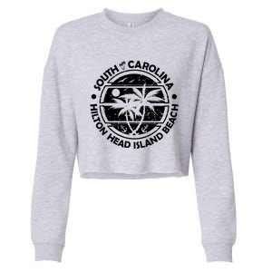 Hilton Head Island Beach South Carolina, Tropical Palm Trees, Ship Anchor Cropped Pullover Crew