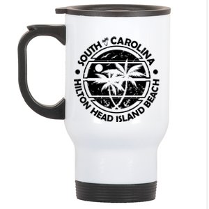 Hilton Head Island Beach South Carolina, Tropical Palm Trees, Ship Anchor Stainless Steel Travel Mug