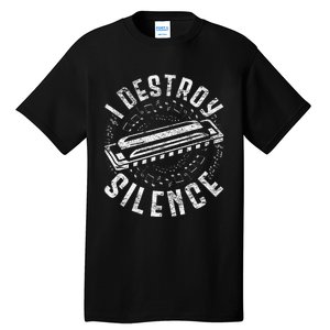 Harmonica Harmonicist I Destroy Silence Tall T-Shirt