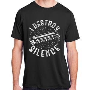 Harmonica Harmonicist I Destroy Silence Adult ChromaSoft Performance T-Shirt