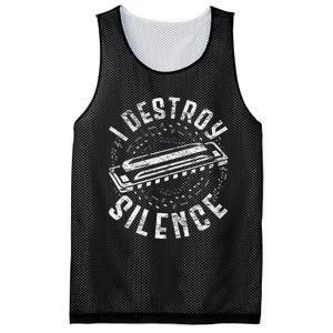 Harmonica Harmonicist I Destroy Silence Mesh Reversible Basketball Jersey Tank