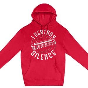 Harmonica Harmonicist I Destroy Silence Premium Pullover Hoodie