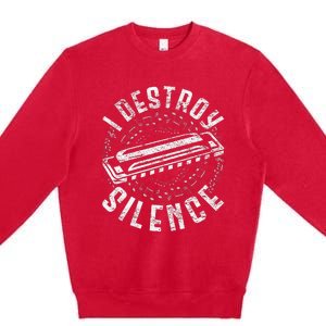 Harmonica Harmonicist I Destroy Silence Premium Crewneck Sweatshirt