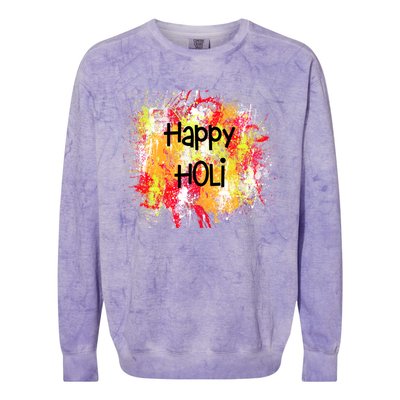 Happy Holi Indian Colorful Festival Of Colors Festive Party Gift Colorblast Crewneck Sweatshirt