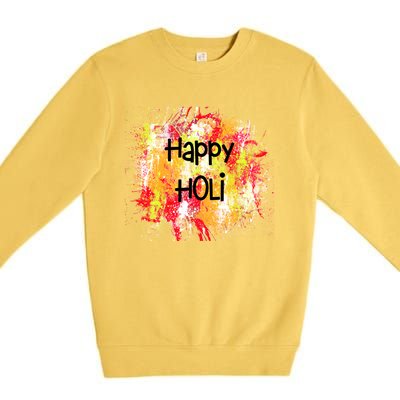 Happy Holi Indian Colorful Festival Of Colors Festive Party Gift Premium Crewneck Sweatshirt