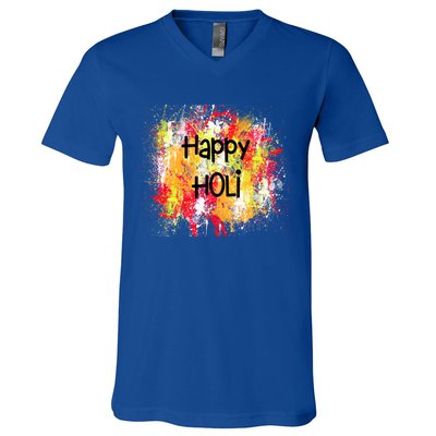 Happy Holi Indian Colorful Festival Of Colors Festive Party Gift V-Neck T-Shirt