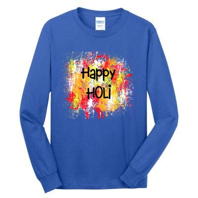 Happy Holi Indian Colorful Festival Of Colors Festive Party Gift Tall Long Sleeve T-Shirt