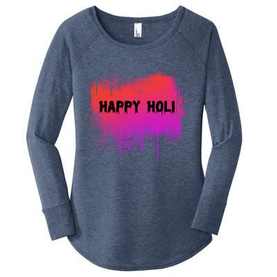 Happy Holi Indian Festival Of Colors 2021 Gift Women's Perfect Tri Tunic Long Sleeve Shirt