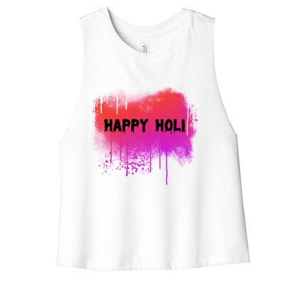 Happy Holi Indian Festival Of Colors 2021 Gift Women's Racerback Cropped Tank