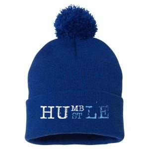 Humble Hustle Inspirational Hustler Cool Saying Work Hard Funny Gift Pom Pom 12in Knit Beanie