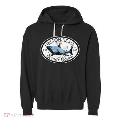 Hilton Head Island South Carolina Fishing Shark Fish Beach Garment-Dyed Fleece Hoodie