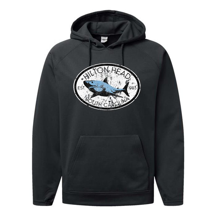 Hilton Head Island South Carolina Fishing Shark Fish Beach Performance Fleece Hoodie