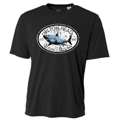 Hilton Head Island South Carolina Fishing Shark Fish Beach Cooling Performance Crew T-Shirt