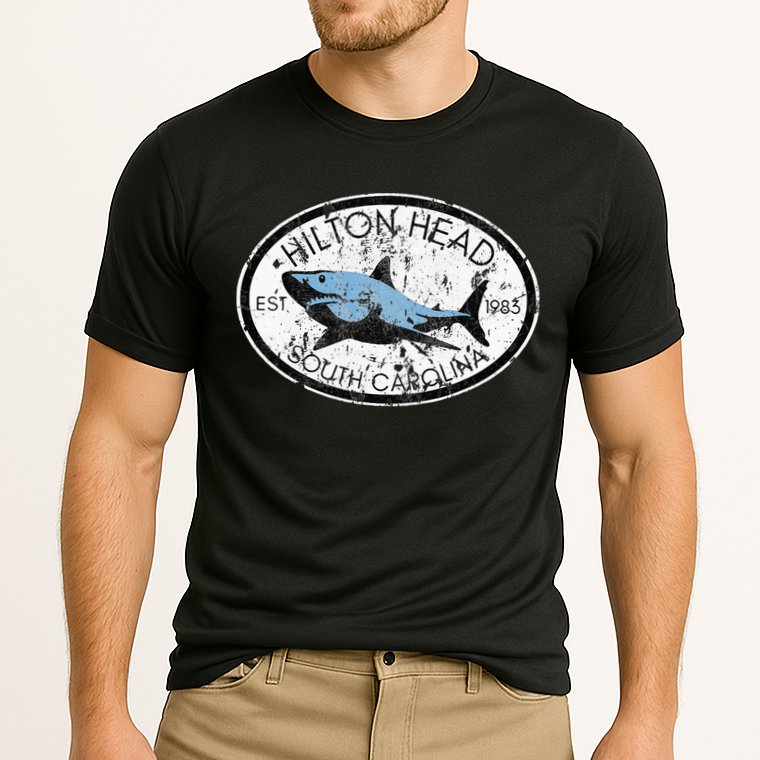 Hilton Head Island South Carolina Fishing Shark Fish Beach Cooling Performance Crew T-Shirt