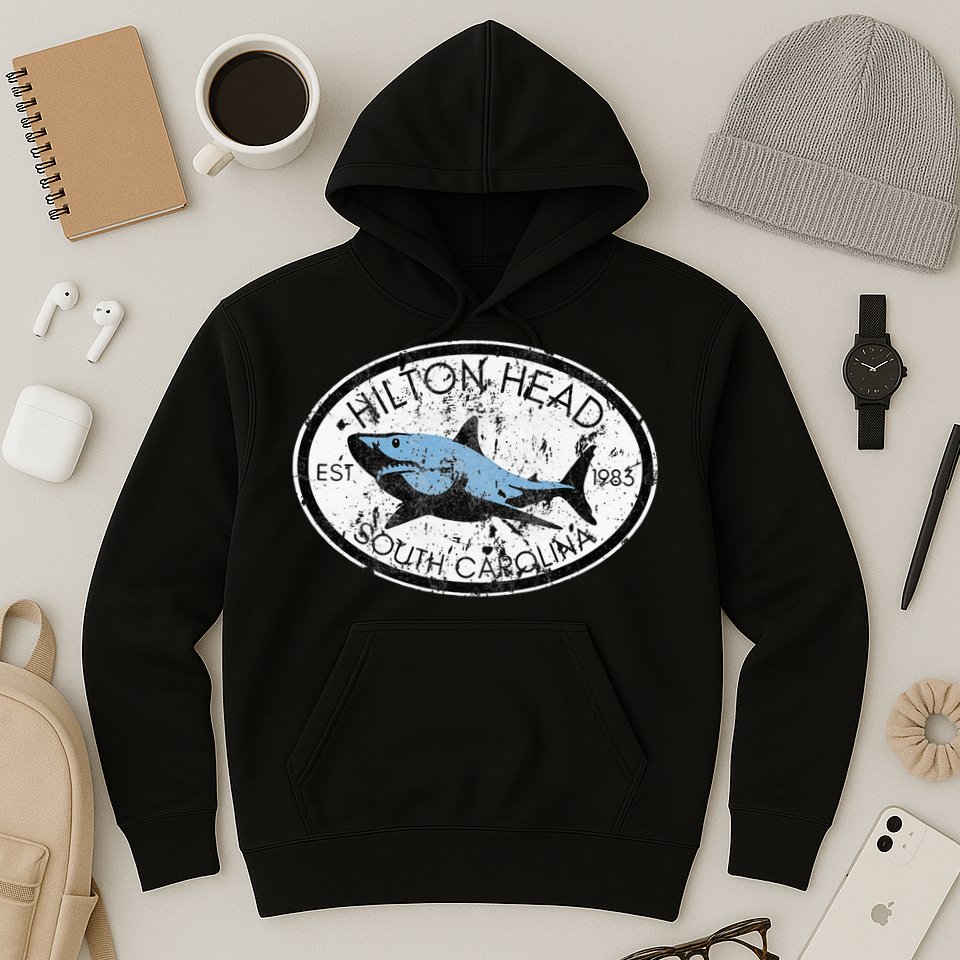 Hilton Head Island South Carolina Fishing Shark Fish Beach Hoodie