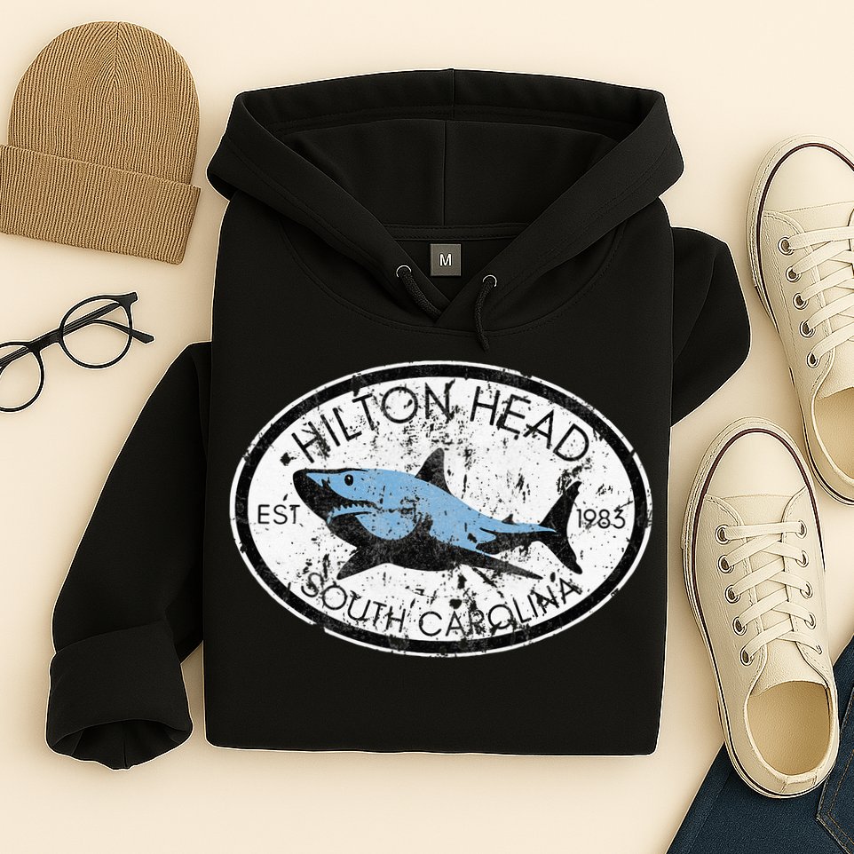 Hilton Head Island South Carolina Fishing Shark Fish Beach Hoodie