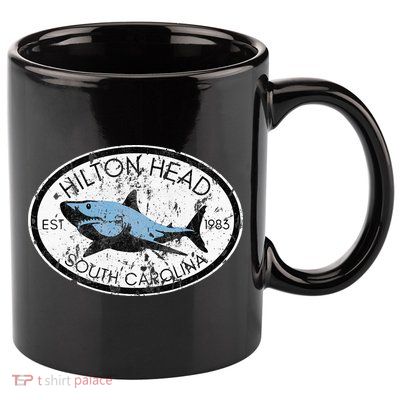 Hilton Head Island South Carolina Fishing Shark Fish Beach 11oz C Handle Ceramic Mug