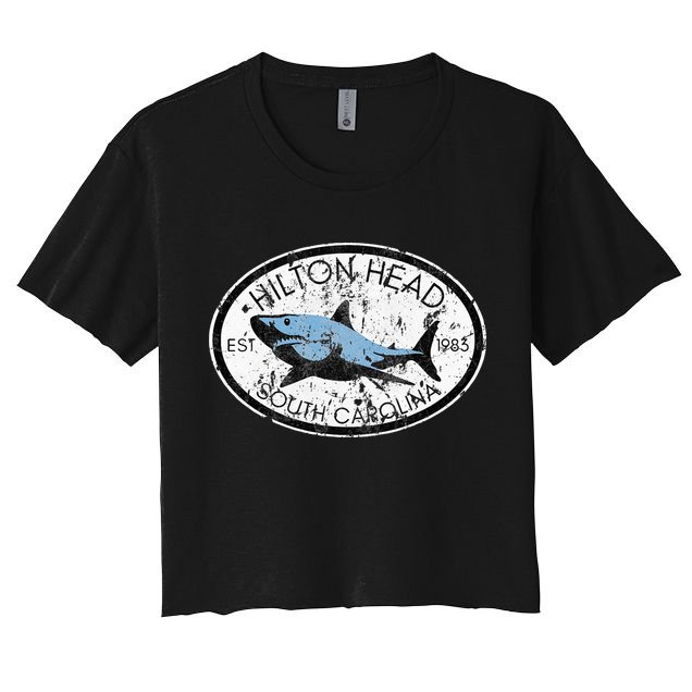 Hilton Head Island South Carolina Fishing Shark Fish Beach Women's Crop Top Tee