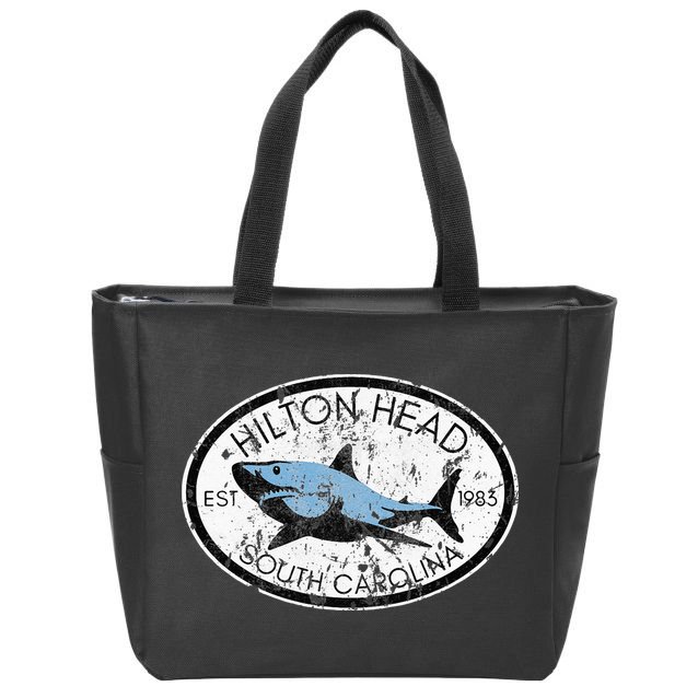 Hilton Head Island South Carolina Fishing Shark Fish Beach Zip Tote Bag
