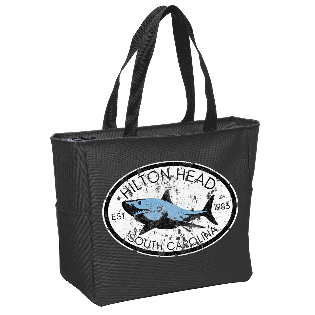 Hilton Head Island South Carolina Fishing Shark Fish Beach Zip Tote Bag