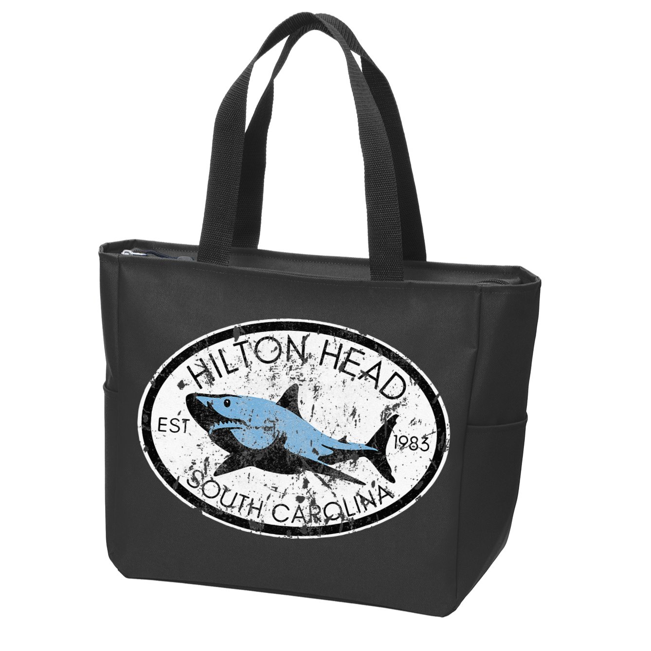 Hilton Head Island South Carolina Fishing Shark Fish Beach Zip Tote Bag