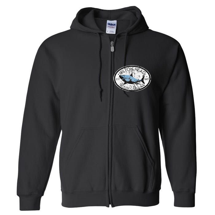 Hilton Head Island South Carolina Fishing Shark Fish Beach Full Zip Hoodie