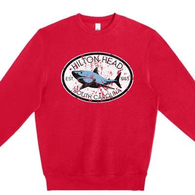 Hilton Head Island South Carolina Fishing Shark Fish Beach Premium Crewneck Sweatshirt