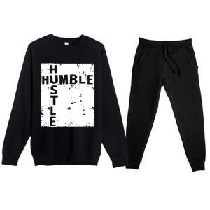 Humble Hustle Inspirational Motivational Entrepreneur Quote Gift Premium Crewneck Sweatsuit Set