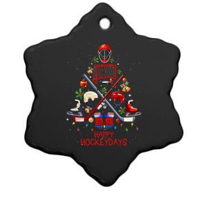 Happy Hockeydays Ice Hockey Christmas Tree Funny Xmas Sports Meaningful Gift Ceramic Star Ornament