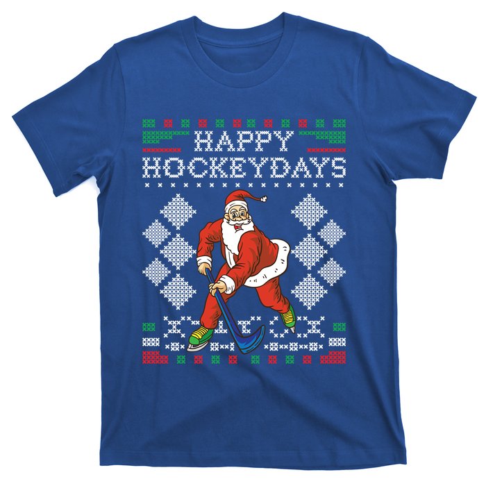 Happy Hockeydays Ice Hockey Player Ugly Christmas Sweater Gift T-Shirt