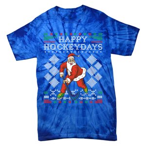 Happy Hockeydays Ice Hockey Player Ugly Christmas Sweater Gift Tie-Dye T-Shirt