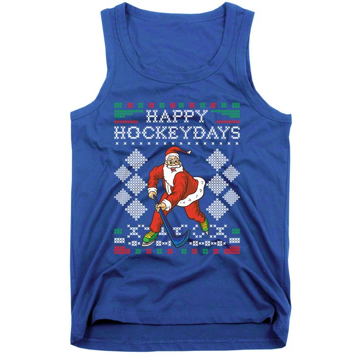 Happy Hockeydays Ice Hockey Player Ugly Christmas Sweater Gift Tank Top