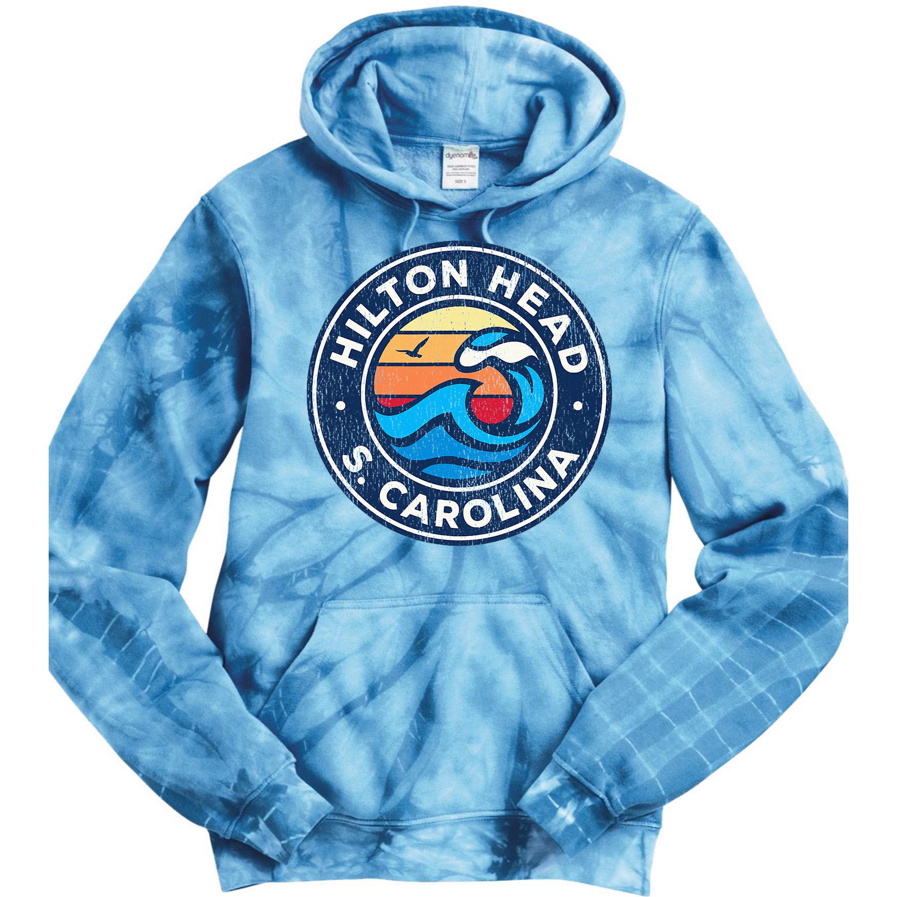 Hilton Head Island South Carolina Sc Vintage Nautical Waves Tie Dye Hoodie