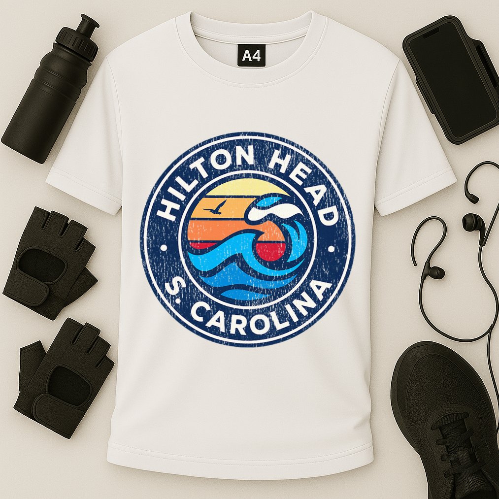 Hilton Head Island South Carolina Sc Vintage Nautical Waves Cooling Performance Crew T-Shirt