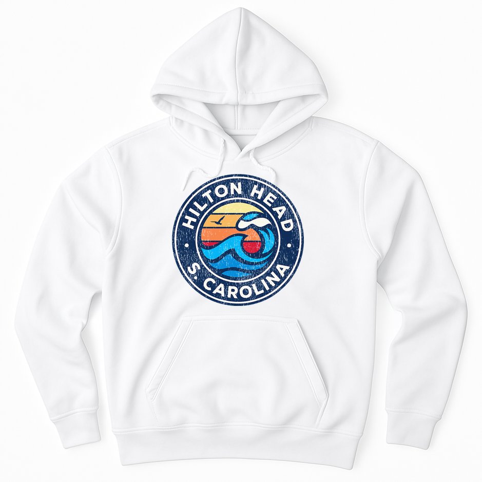 Hilton Head Island South Carolina Sc Vintage Nautical Waves Hoodie
