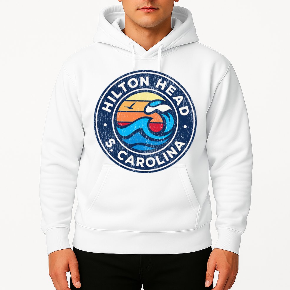 Hilton Head Island South Carolina Sc Vintage Nautical Waves Hoodie