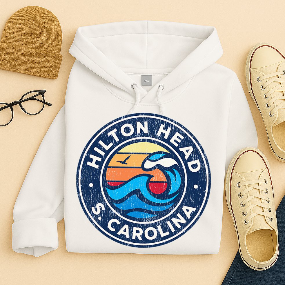 Hilton Head Island South Carolina Sc Vintage Nautical Waves Hoodie
