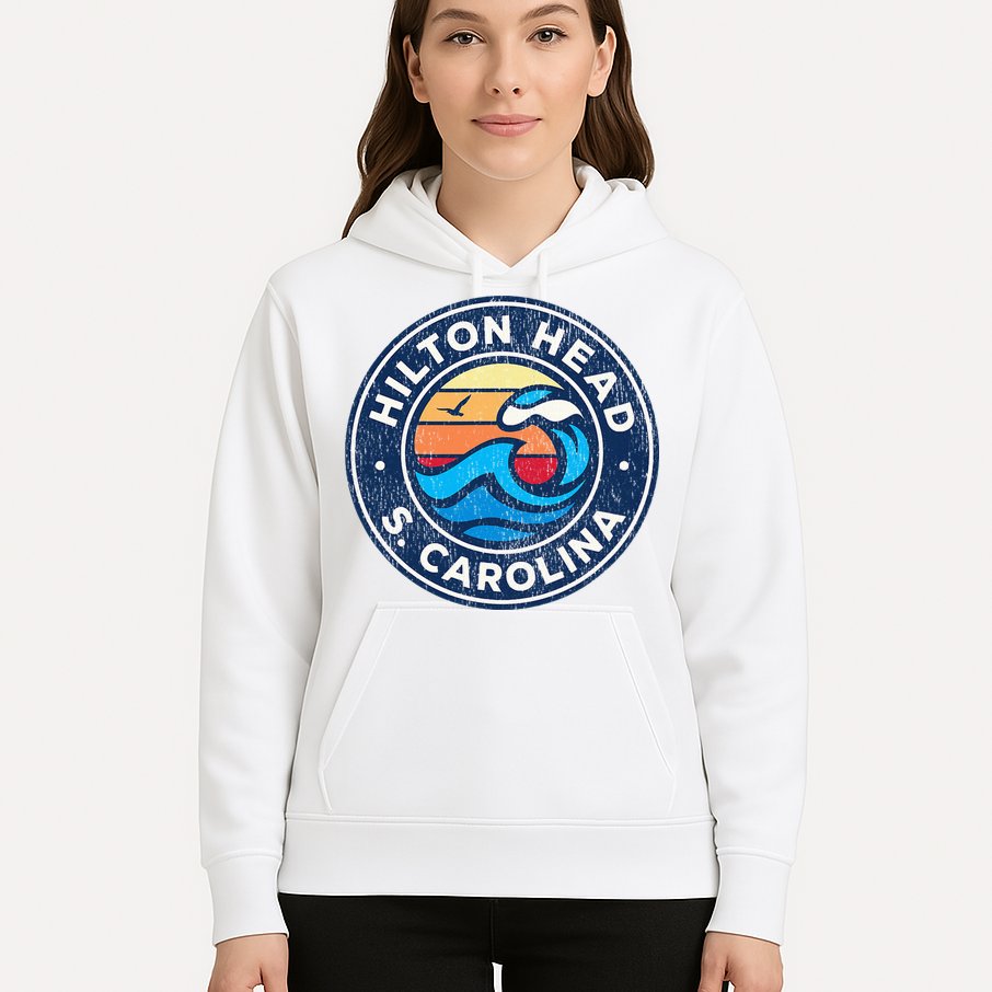 Hilton Head Island South Carolina Sc Vintage Nautical Waves Hoodie