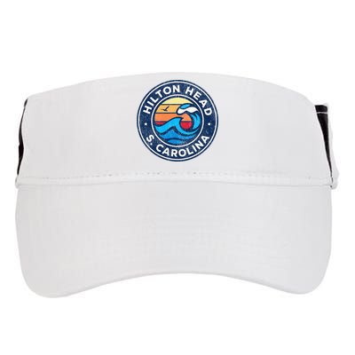 Hilton Head Island South Carolina Sc Vintage Nautical Waves Adult Drive Performance Visor