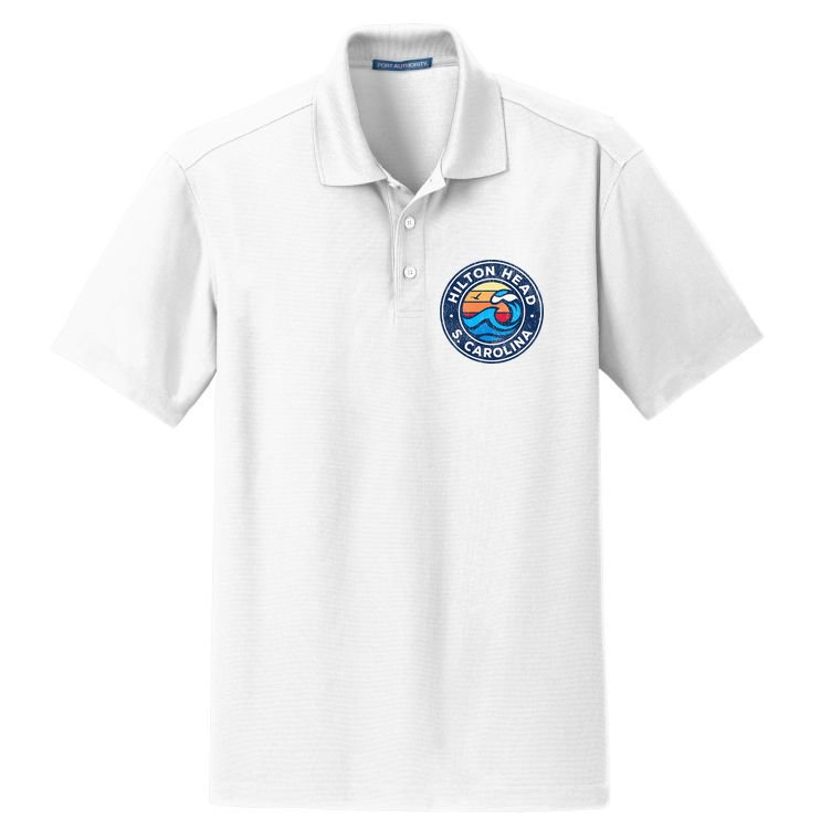 Hilton Head Island South Carolina Sc Vintage Nautical Waves Dry Zone Grid Polo