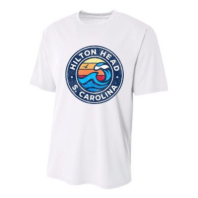 Hilton Head Island South Carolina Sc Vintage Nautical Waves Youth Performance Sprint T-Shirt